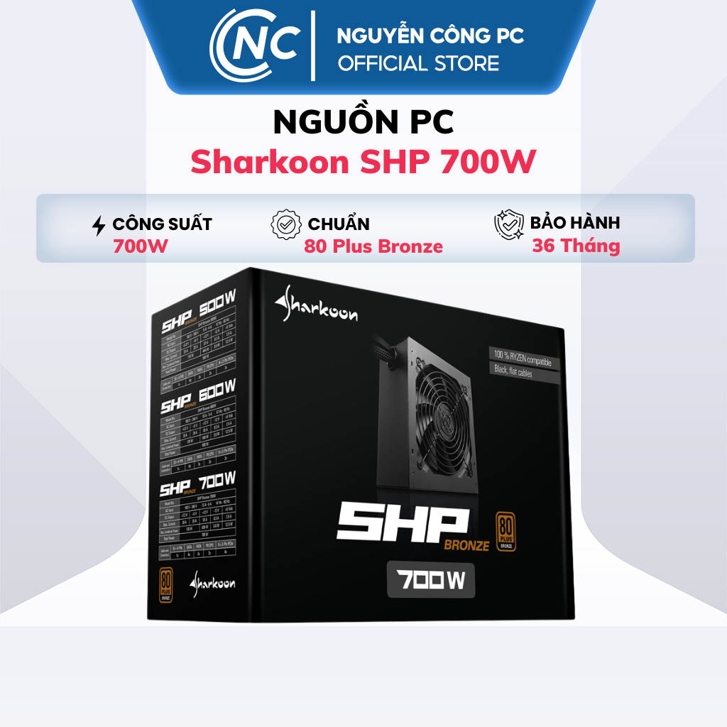 Nguồn máy tính Sharkoon / OCPC Bronze 700w - Bảo hành 60 tháng