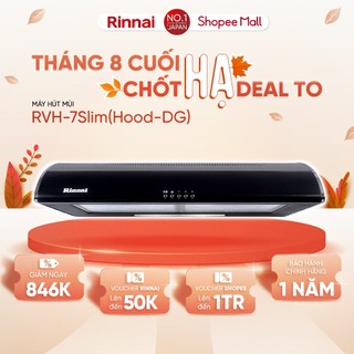 Máy hút mùi 70cm Rinnai RVH-7Slim than hoạt tính và ống thoát 380W - Hàng chính hãng.
