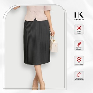 Chân Váy Dập Ly Công Sở NK Fashion Dáng Dài Basic, Vải Dày Dặn, Co Giãn Và Mềm Mịn NKCV2107001