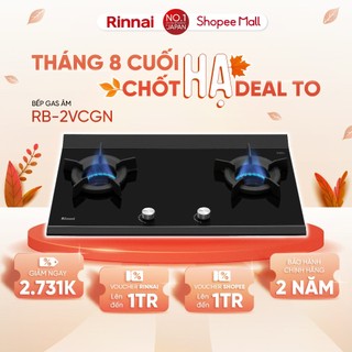 Bếp gas âm đầu đốt trong Rinnai RB-2VCGN mặt bếp kính Schott và kiềng bếp gang - Hàng chính hãng.