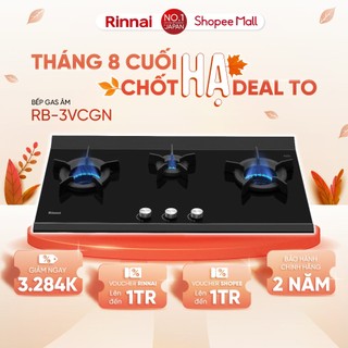 Bếp gas âm đầu đốt trong Rinnai RB-3VCGN mặt bếp kính SCHOTT và kiềng bếp gang - Hàng chính hãng.