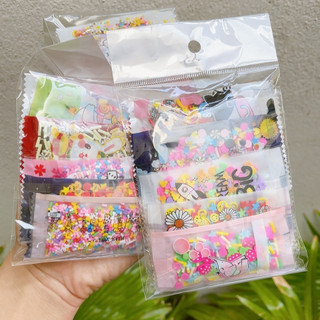 Túi 10 gói cốm nhựa đủ loại trang trí slime