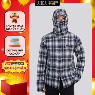 Áo Chống Nắng Nam 2 Lớp AHOA Vải Cotton Thô Lót Thun, Áo Khoác Chống Nắng Dáng Ngắn Mềm Mại Chống Tia UV AKN