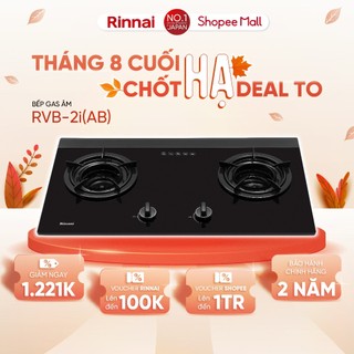 Bếp gas âm đầu đốt trong Rinnai RVB-2i mặt bếp kính và kiềng bếp men - Hàng chính hãng.