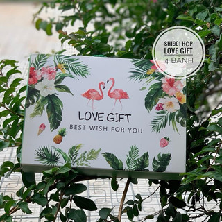 SH1901 Hộp đựng bánh Trung Thu hộp 4 bánh 125-150gr có quai xách LOVE GIFT