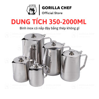 Bình inox có nắp GORILLA CHEF bình đựng nước, trà, cà phê vô cùng sạch sẽ 350ml - 1900ml
