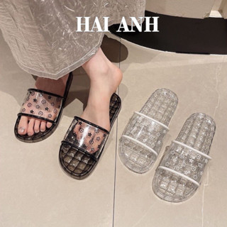 Dép Nữ Quai Ngang Trong Suốt Gấu Và Trơn Đi Trong Nhà Dép Nhựa Đi Trong Nhà Vệ Sinh Chống Trơn Trượt - HẢI ANH SHOES