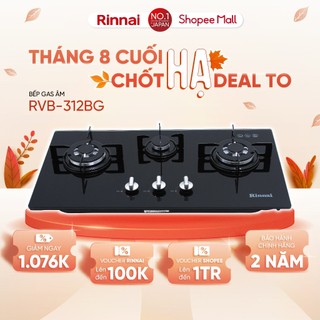 Bếp gas âm Rinnai RVB-312BG mặt bếp kính và kiềng bếp gang - Hàng chính hãng.