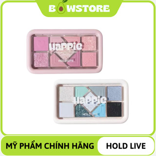 Bảng Phấn Mắt Hold Live 9 Ô Happie, Phấn mắt nhũ lì cool tone, xanh khói trang điểm mắt xinh xắn Eyeshadow