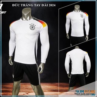 Quần Áo Bóng Đá  Đức Trắng Sân Nhà 2024 Tay Dài - Đồ Đá Banh Dài Tay Cao Cấp