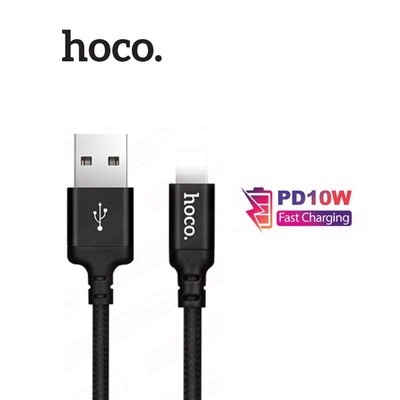 Cáp sạc nhanh PD10W USB to LN Hoco X14/X89 dùng cho 7/8/10/11/12 Độ bền cao, Chống rối,Giá siêu rẻ dài 2m(ĐEN)