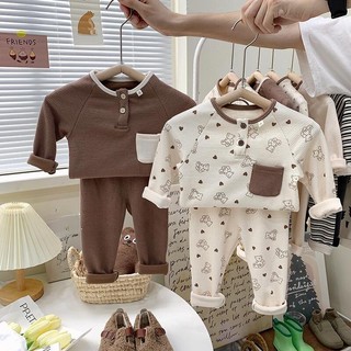 Bộ Thu Đông Cho Bé Bộ Dài Tay Cho Bé Trai Bé Gái Chất Thun Tăm Thoáng Mát Size Từ 8kg - 19kg
