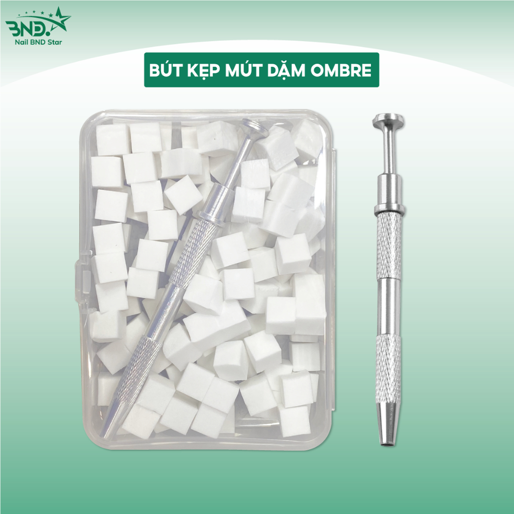 Bút kẹp mút dặm ombre chuyên dụng - Set 100 bông mút dặm ombre vuông trang trí móng Nailbnd