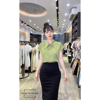 Áo sơ mi lụa cổ nhọn - LADY. Clothing