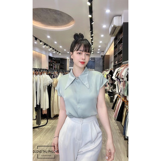 Áo sơ mi lụa cổ nhọn - LADY. Clothing