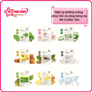Mặt Nạ Dưỡng Trắng Da  3W Clinic Essential Up Sheet Mask 25ml Tinh Chất Thiên Nhiên Dùng Cho Mọi Loại Da