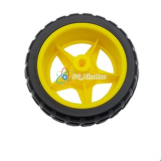 Bánh Xe Vàng 65mm xe mô mình, robot, vỏ cao su