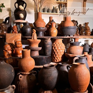 Bình gốm trang trí - phong cách wabi-sabi tinh tế - bình hoa chăm ninh thuận