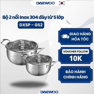 Bộ 2 nồi Inox 304 đáy từ 5 lớp siêu bền Daelux 18+22cm DXSP-GS2 không kén bếp
