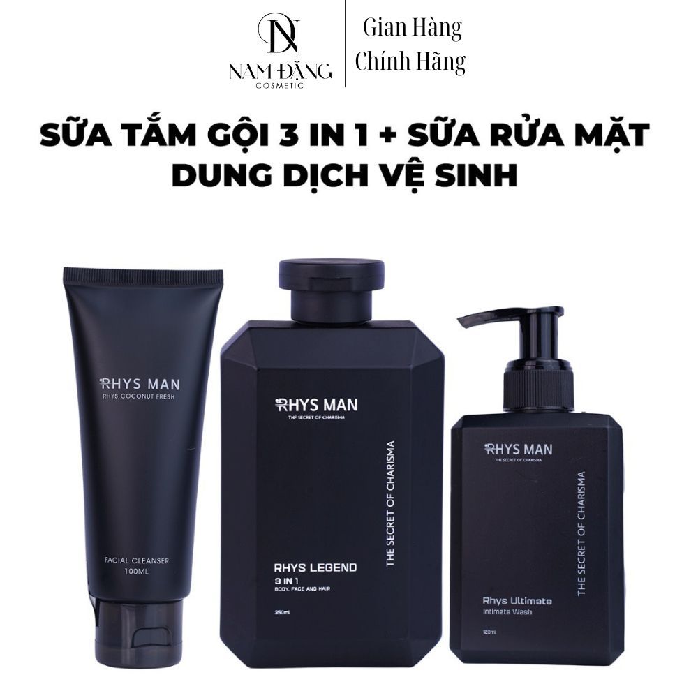 RHYS MAN COMBO sữa tắm gội & sửa rửa mặt & dung dịch vệ sinh(3 sản phẩm)