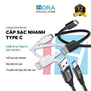 Dây cáp sạc nhanh 1HORA USB-A to Type C - Dài 1m/2m - CAB262/4-CAB184/5