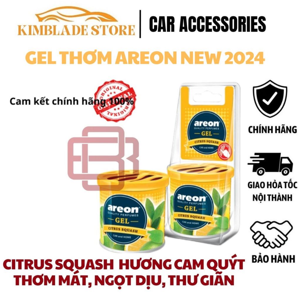 Sáp Gel Thơm ô tô AREON NEW 2024 -CHÍNH HÃNG- Nước Hoa Ô Tô AREON GEL CAN Hoa Quả Nhiệt Đới Dịu Mát 