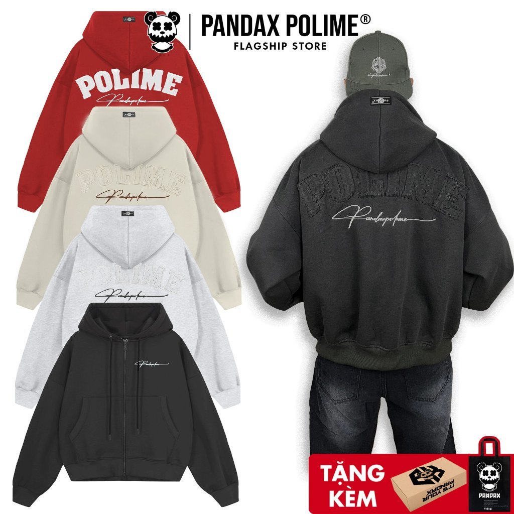 Hoodie boxy zip vải 2 da áo khoác nỉ hai lớp khoá kéo chống nắng form rộng ngắn nam nữ unisex local brand pandax polime
