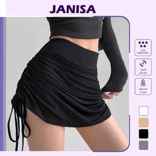 Chân váy ngắn ulzzang xếp ly rút dây ôm body lưng cao JANISA CV16