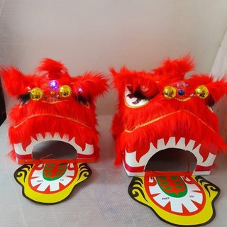 Đầu lân kim sa cho bé - Đầu múa lân Trung thu cho bé có đuôi kim sa, mắt có đèn, decor Tết, trang trí Trung thu