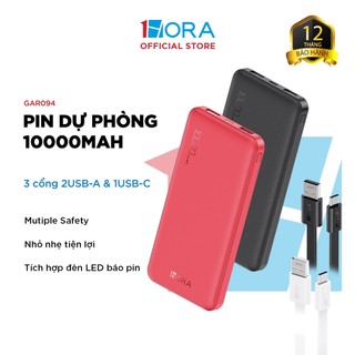 Pin Sạc Dự Phòng 1HORA 10000mAh 10.5W - 3 cổng 2USB-A & 1USB-C - GAR094