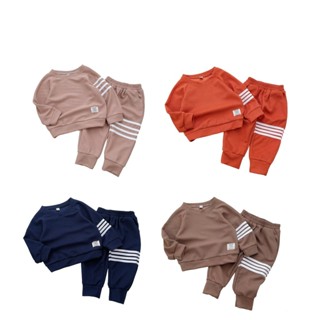  Bộ thu đông cho bé trai bé gái chất cotton tổ ong . Đồ bộ mùa đông cho bé kẻ 4 vạch dáng thể thao cho bé Minminbaby-Kids 