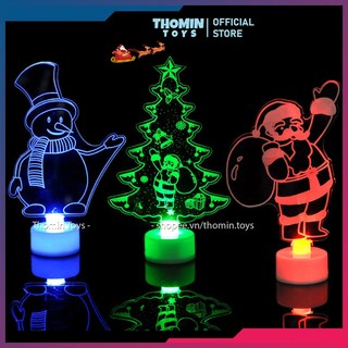Đèn Led trang trí giáng sinh để bàn mini quà giáng sinh cho bé Đèn decor giáng sinh trang trí noel bằng nhựa acrylic