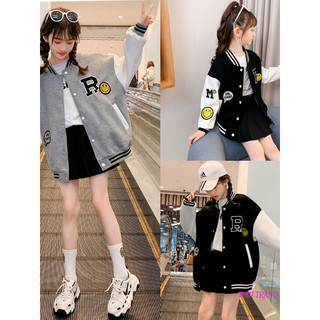 Áo bomber bé gái 14-45kg, áo khoác bé gái 4-15 tuổi mẫu chữ R chất nỉ cao cấp sang trọng cute, hàng may kĩ.BOMBERNUS68