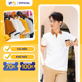 Áo POLO nam Cafe - Khử mùi hiệu quả  thấm hút mồ hôi dáng suông co giãn thương hiệu YODY  APM3635