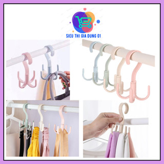 Móc nhựa 4 chấu tiện lợi loại nhỏ xoay 360 độ,móc treo quần áo, khăn, túi xách