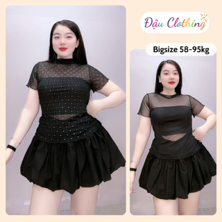 Set Áo thun Lưới Bigsize Nữ (Kèm Áo Quây) Xuyên Thấu Vải Mềm Thoải Mái Cá Tính A242