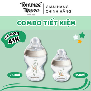 Combo 2 bình sữa pp ty siêu mềm tự nhiên tommee tippee 150ml và 260ml, họa tiết