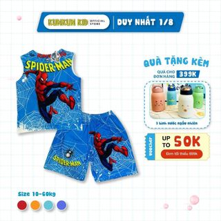 Quần áo thun lạnh cho bé trai hình người Nhện Spiderman size đại từ 10- 60 kg chất Thun lạnh Kunkun Kid BL211-1065&TP606