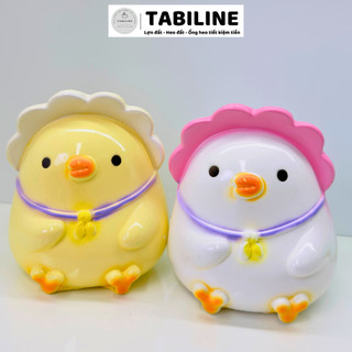 Lợn đất heo đất ống tiết kiệm tiền gà đội mũ yêu thương cute xinh LD79 - TABILINE