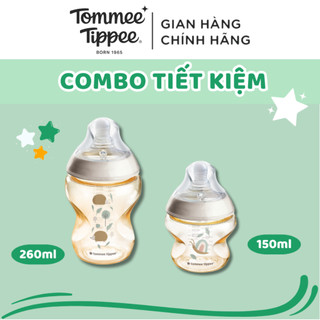 Combo 2 bình sữa ppsu ty siêu mềm tự nhiên tommee tippee natural start 150ml và 260ml, họa tiết