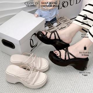 Dép đế xuồng nữ CL mũi tròn quai ngang chéo