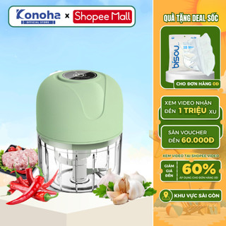 Máy Xay Gia Vị Tỏi Ớt Nhà Bếp KONOHA, Xay Đồ Ăn Dặm Cho Bé Sạc Pin Tích Điện Dung Tích 250Ml, Bảo Hành 12 Tháng