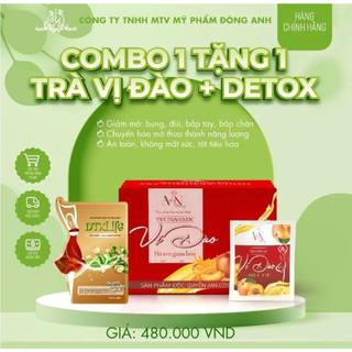 Trà giảm cân vị đào Đông Anh tặng 15 viên detox (hộp 15 gói) hỗ trợ giảm béo độc quyền