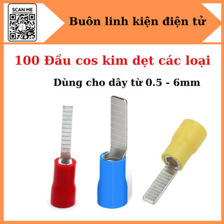 Đầu cos kim dẹt bọc nhựa DBV, cos pin dẹp, đầu cốt kim dẹp, đầu cos nối dây điện