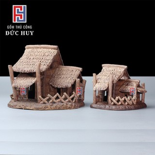 Mô hình gốm nhà tranh vách đất trang trí hòn non bộ chậu cây bonsai