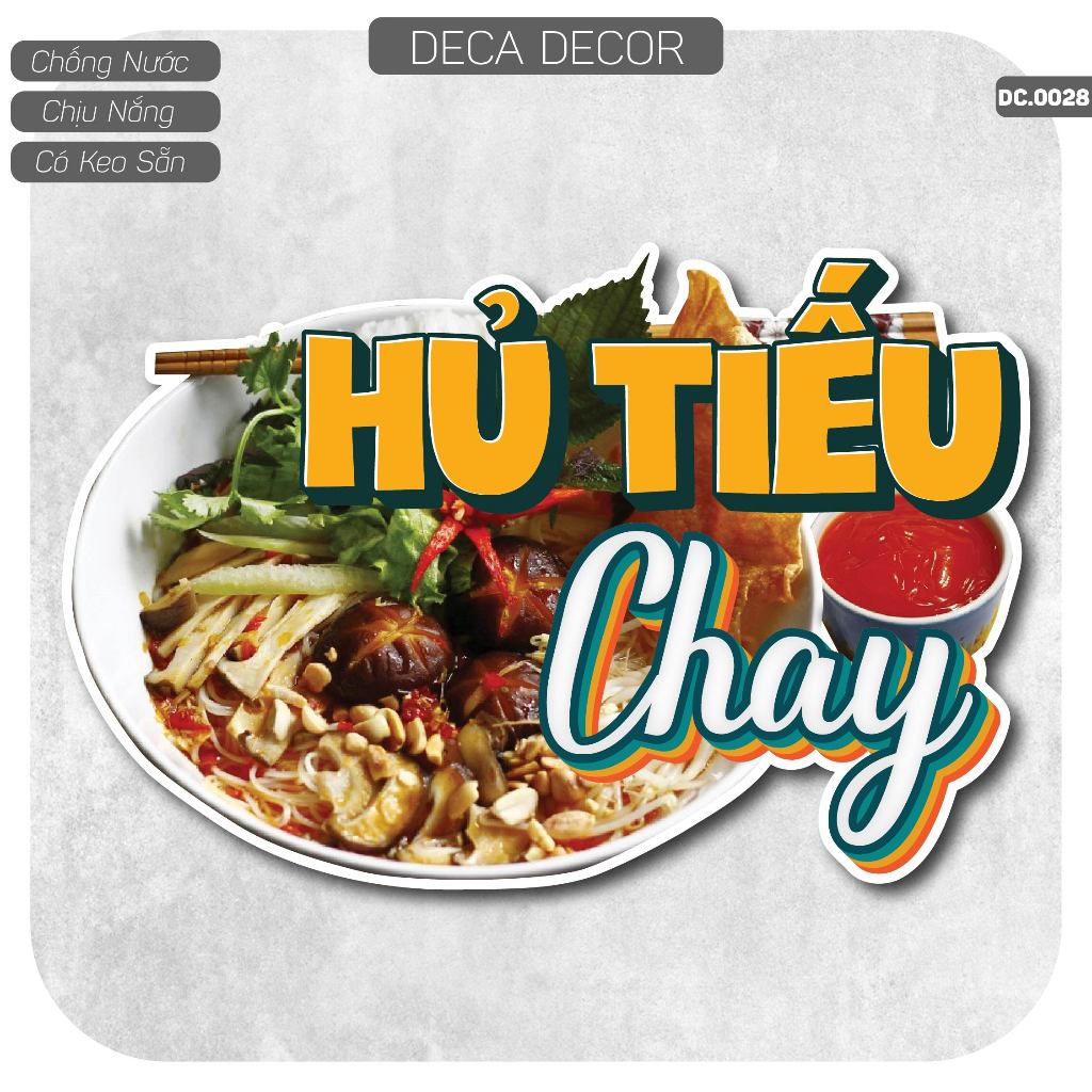 Hình Dán CƠM CHAY - HỦ TIẾU CHAY - Decal chống nước, chống nắng dán ngoài trời, trong nhà trang trí 