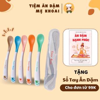 Thìa ăn dặm cảm biến nhiệt báo nóng Cocobear kèm hộp, muỗng ăn dặm mềm có báo nóng an toàn cho bé