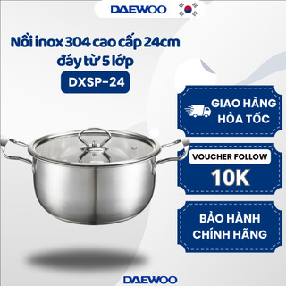 Nồi inox 304 cao cấp đáy từ 5 lớp siêu bền 24cm Daelux DXSP-24