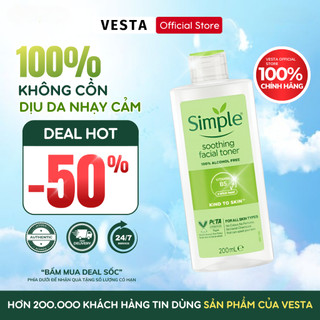 Toner Nước Hoa Hồng Simple Soothing Facial Tonner Cân Bằng Da Làm Sạch Dịu Da Dưỡng Ẩm 200ml