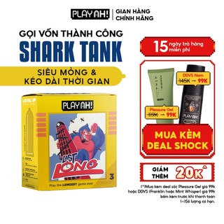 Bao Cao Su PlayAh Last Long Siêu Mỏng Kéo Dài Quan Hệ Thời Gian Hộp 3/10 size 52mm